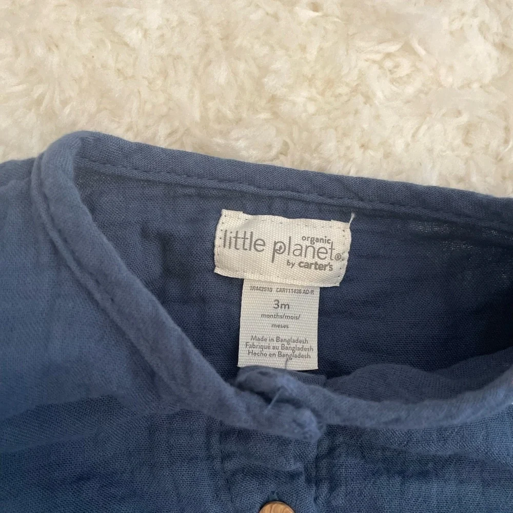 Carter's Little Planet Organic Baby Gauze Romper Blue Size‎ 3M